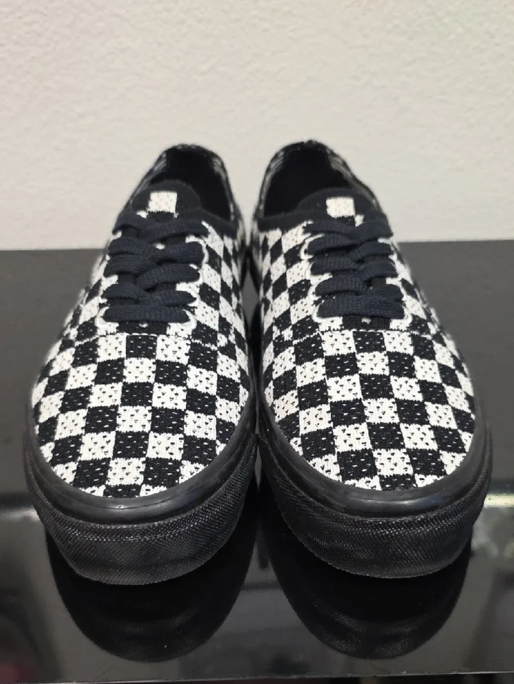 Vans Authentic Crochet Checkerboard Black White Mens 8.5 Womens 10 New
